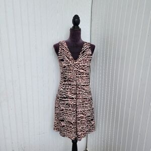 Willow Drive Dress Sleeveless Jersey Stretch Casual Animal Print Brown Black XS